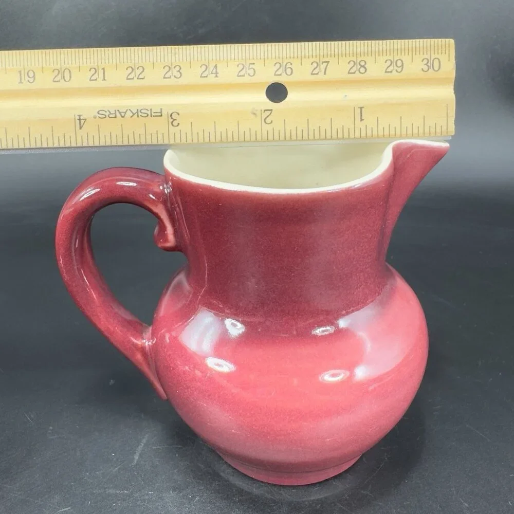 1940s Red Wing Normandy Pottery Burgundy‎ Sugar And Creamer Set 2 With Lid VTG